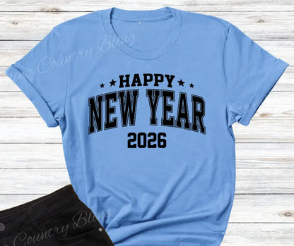 Happy New Year - Multi Small / Short / Blue Shirt
