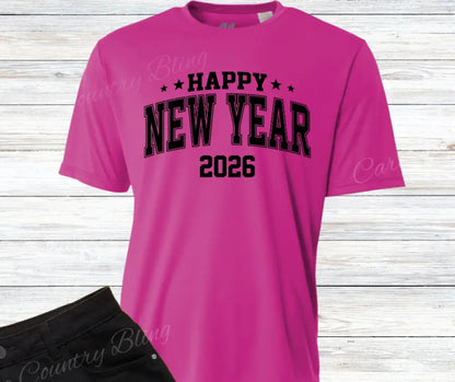 Happy New Year - Multi Small / Short / Fuchsia Shirt