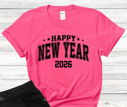 Happy New Year - Multi Small / Short / Pink Shirt