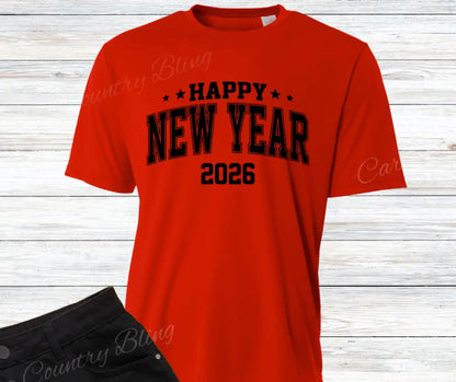 Happy New Year - Multi Small / Short / Red Shirt