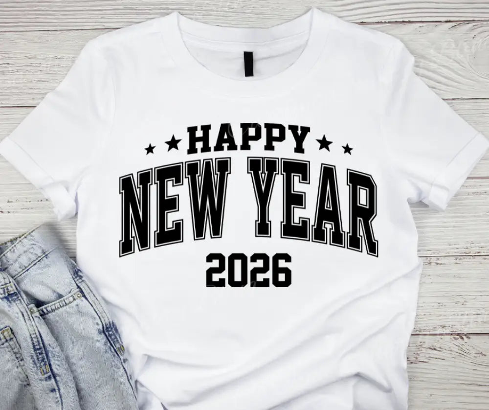 Happy New Year - Multi Small / Short / White Shirt Shirt