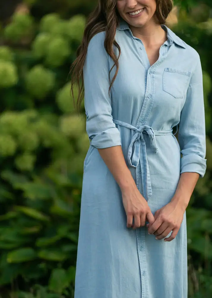 Hazel Chambray Long Sleeve Dress - IC Dresses