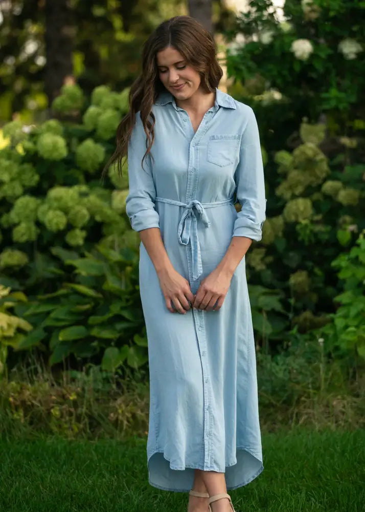 Hazel Chambray Long Sleeve Dress - IC Dresses