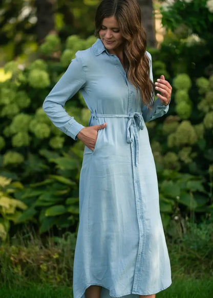 Hazel Chambray Long Sleeve Dress - IC Dresses
