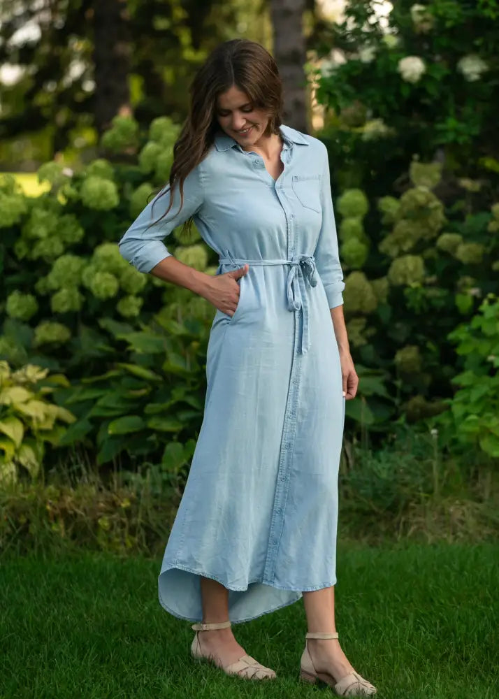 Hazel Chambray Long Sleeve Dress - IC Dresses