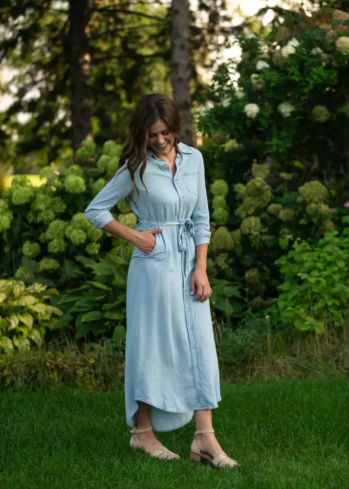 Hazel Chambray Long Sleeve Dress - IC Dresses