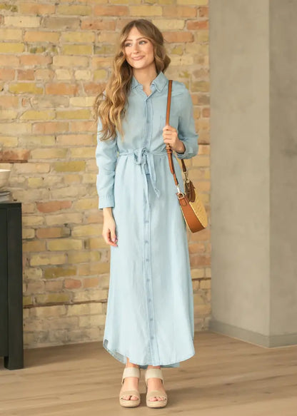 Hazel Chambray Long Sleeve Dress - IC Dresses