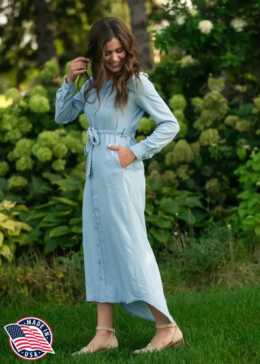 Hazel Chambray Long Sleeve Dress - IC Dresses