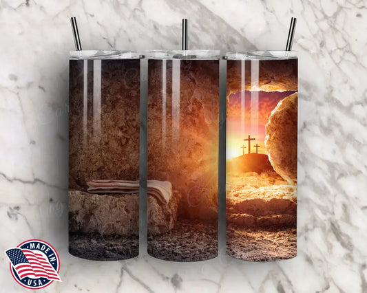 He Is Risen – Brown Tumbler