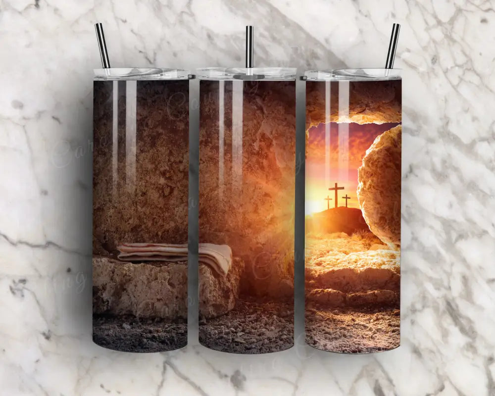 He Is Risen – Brown Tumbler