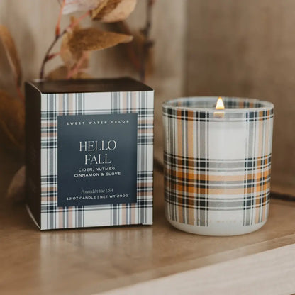Hello Fall Soy Candle - Boxed Tinted Glass Jar - 12 oz - Candles