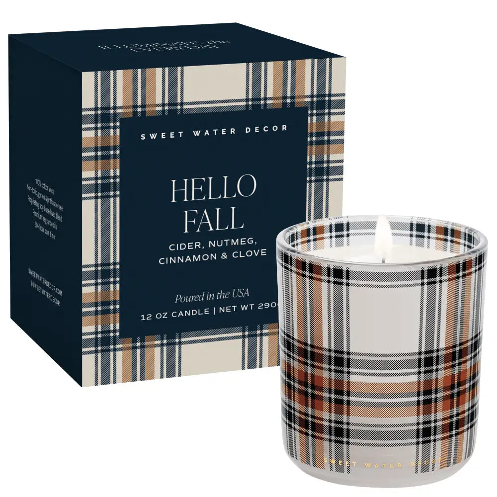 Hello Fall Soy Candle - Boxed Tinted Glass Jar - 12 oz - Candles