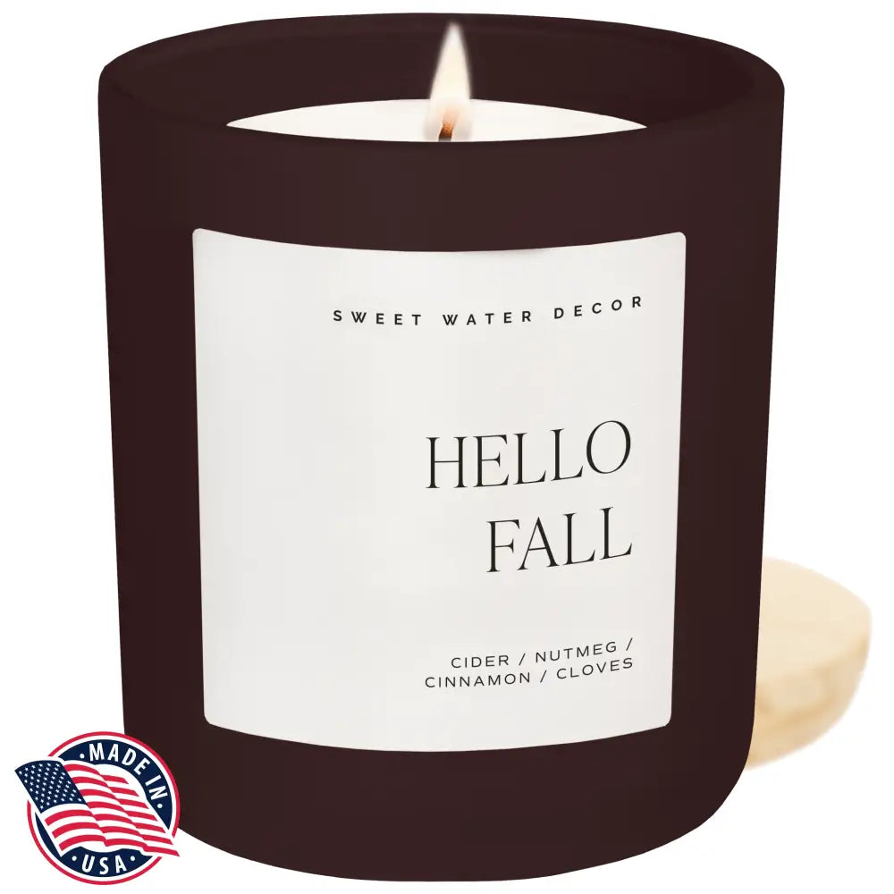 Hello Fall Soy Candle - Brown Matte Jar - 15 oz - Candles