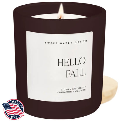 Hello Fall Soy Candle - Brown Matte Jar - 15 oz - Candles