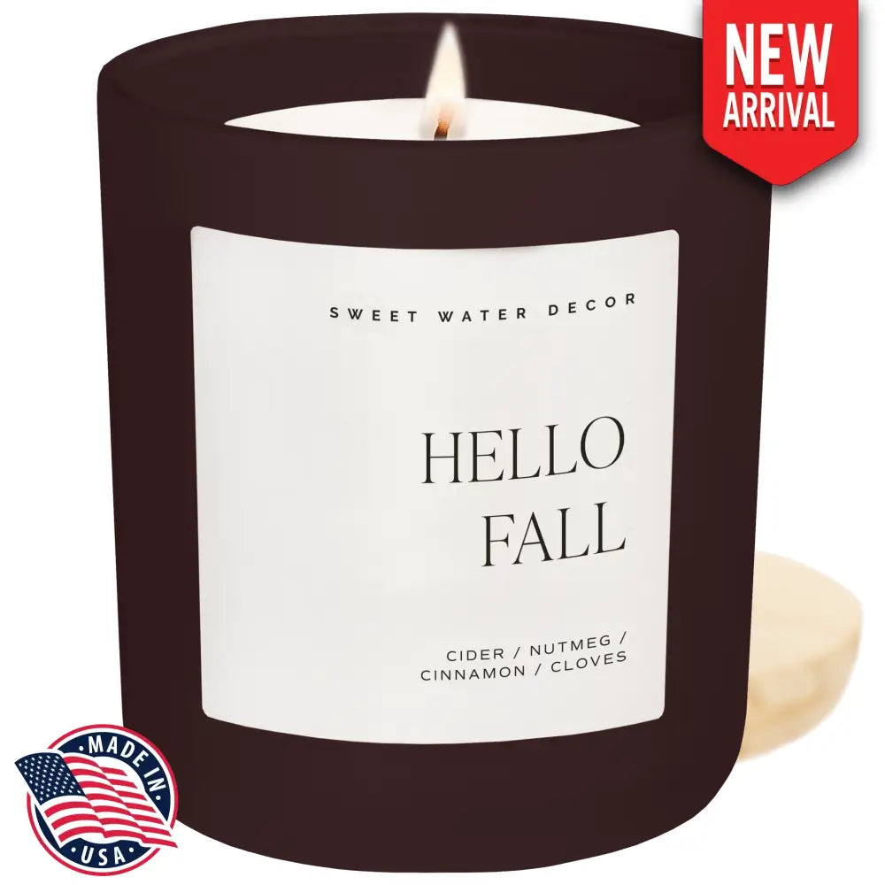 Hello Fall Soy Candle - Brown Matte Jar - 15 oz - Candles