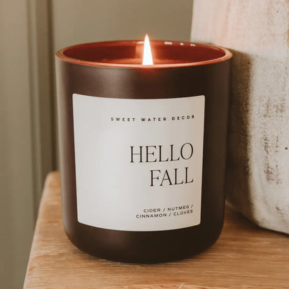 Hello Fall Soy Candle - Brown Matte Jar - 15 oz - Candles