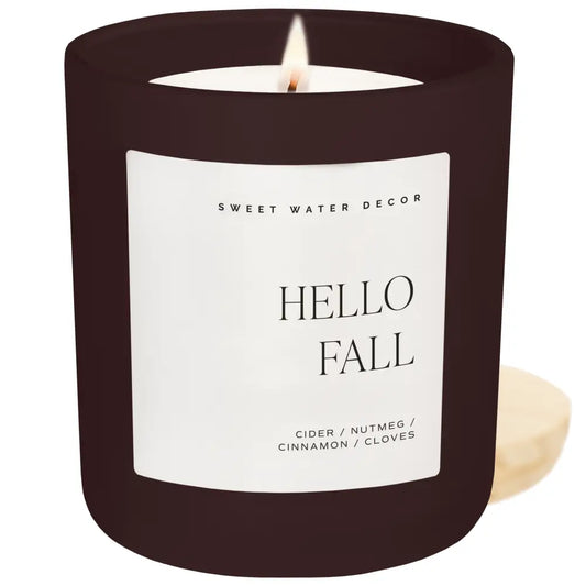 Hello Fall Soy Candle - Brown Matte Jar - 15 oz - Candles