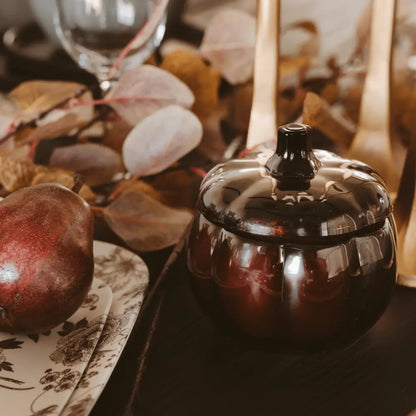 Hello Fall Soy Candle - Amber Glass Pumpkin Jar - 20 oz - Candles