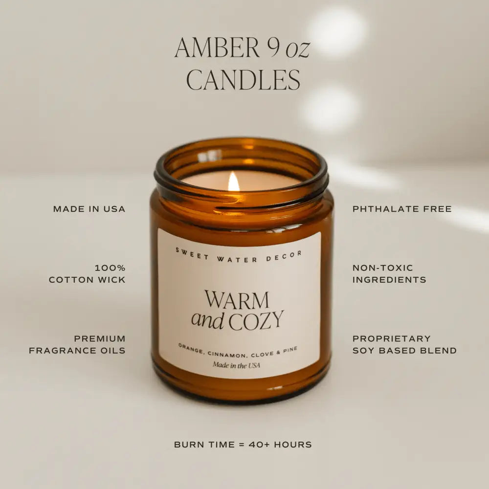 Hello Fall Soy Candle - Amber Jar - 9 oz - Candles