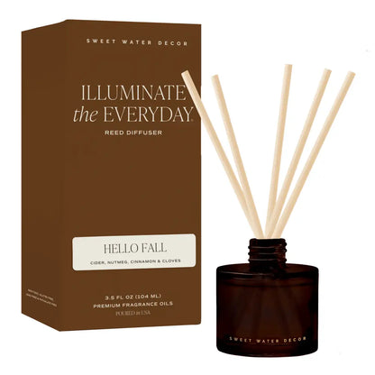 Hello Fall Amber Tinted Glass Jar Reed Diffuser - Reed Diffusers