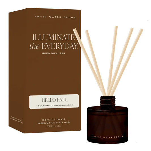 Hello Fall Amber Tinted Glass Jar Reed Diffuser - Reed Diffusers