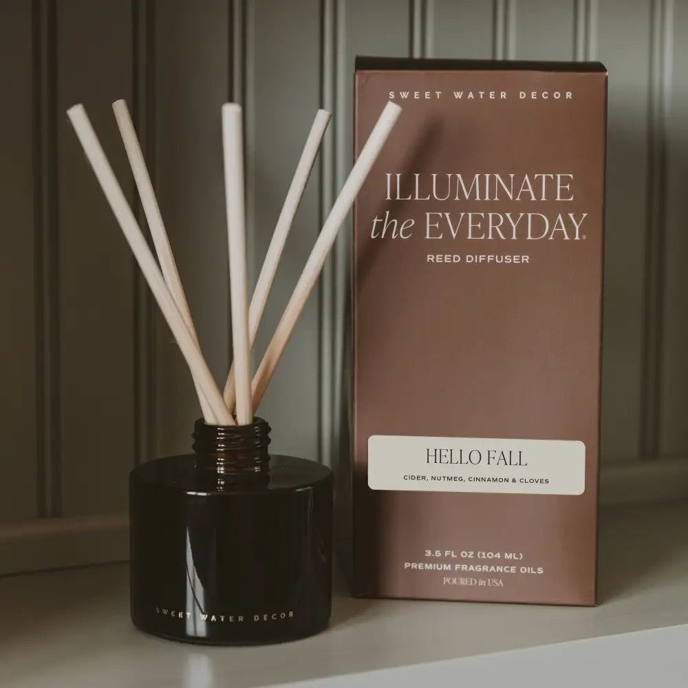 Hello Fall Amber Tinted Glass Jar Reed Diffuser - Reed Diffusers