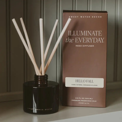 Hello Fall Amber Tinted Glass Jar Reed Diffuser - Reed Diffusers