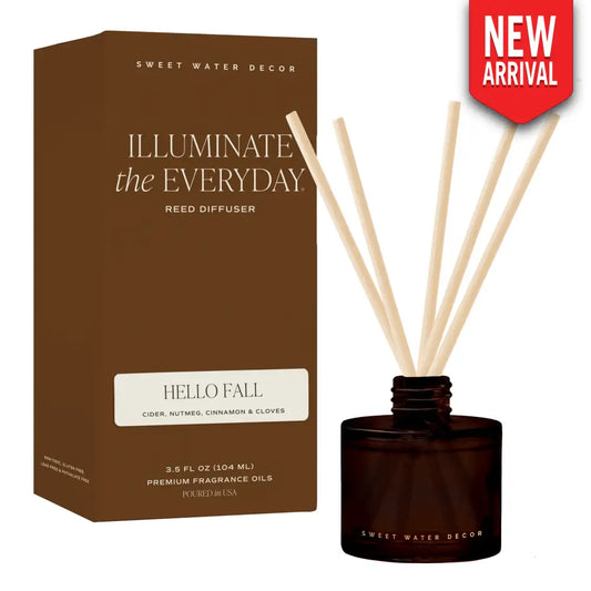 Hello Fall Amber Tinted Glass Jar Reed Diffuser - Reed Diffusers