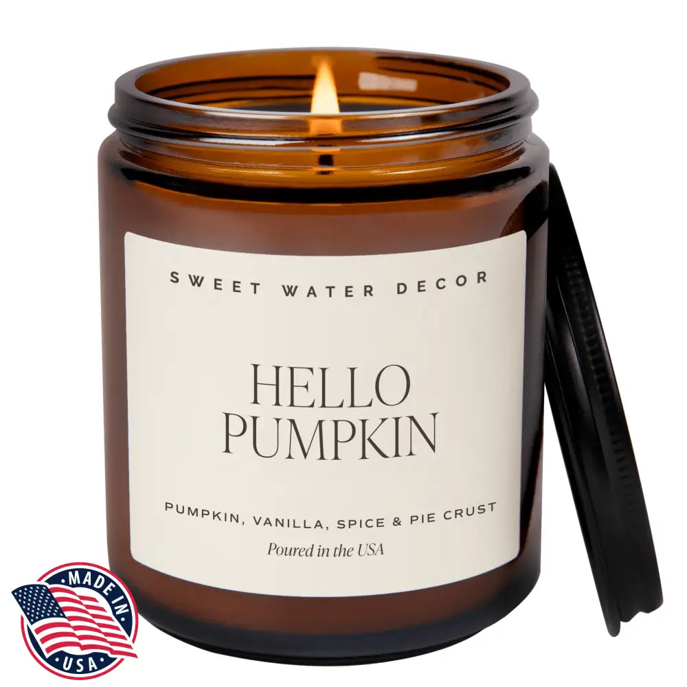Hello Pumpkin Soy Candle - Amber Jar - 9 oz - Candles