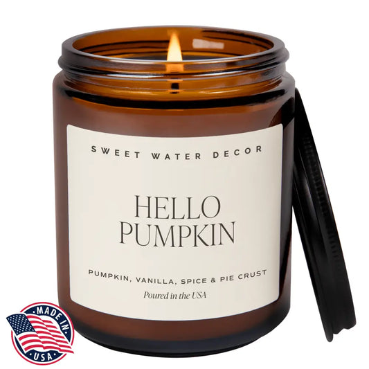Hello Pumpkin Soy Candle - Amber Jar - 9 oz - Candles