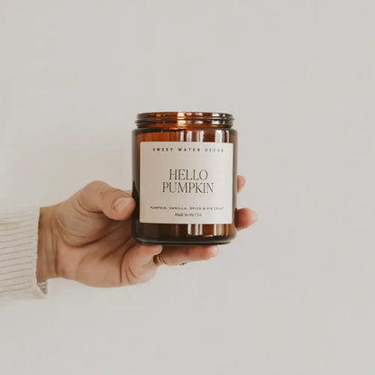 Hello Pumpkin Soy Candle - Amber Jar - 9 oz - Candles