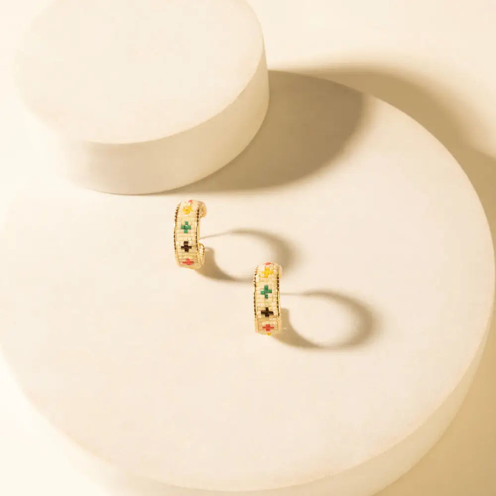 Myra Heritage Cross Hoops in Desert Ivory - Desert Ivory - JEWELLRY