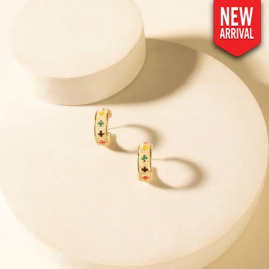 Myra Heritage Cross Hoops in Desert Ivory - Desert Ivory - JEWELLRY