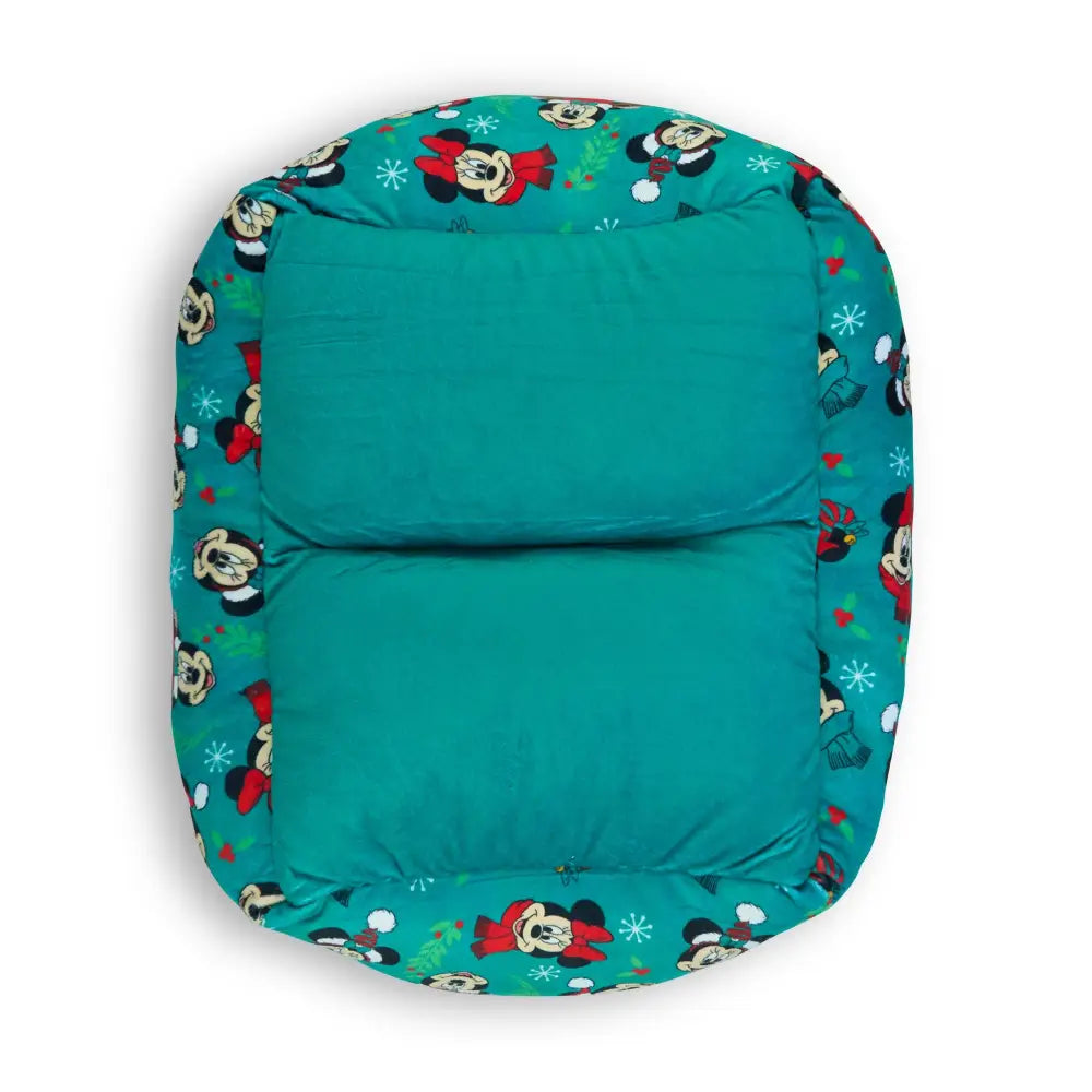 Cuddler Pet Bed - Holiday Mickey and Minnie Expressions Scattered Green - Pet Beds