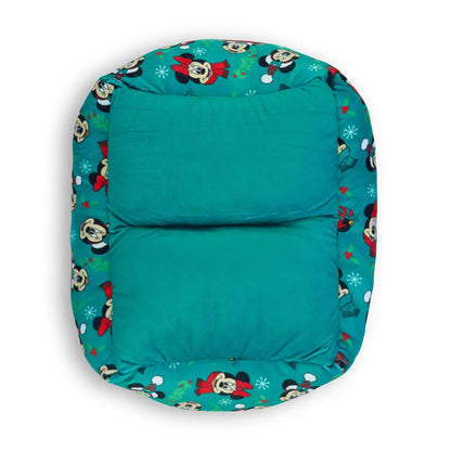 Cuddler Pet Bed - Holiday Mickey and Minnie Expressions Scattered Green - Pet Beds