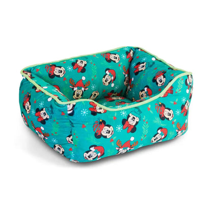 Cuddler Pet Bed - Holiday Mickey and Minnie Expressions Scattered Green - Pet Beds