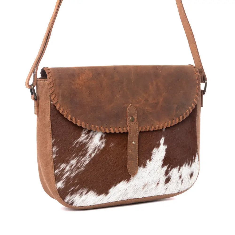 Myra Honey Field Hairon Leather Messenger Bag in Sable Mist - Sable Mist - Bags