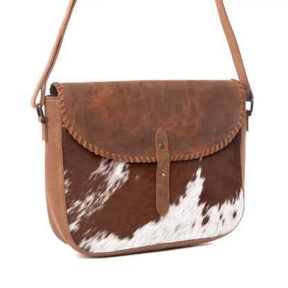Myra Honey Field Hairon Leather Messenger Bag in Sable Mist - Sable Mist - Bags