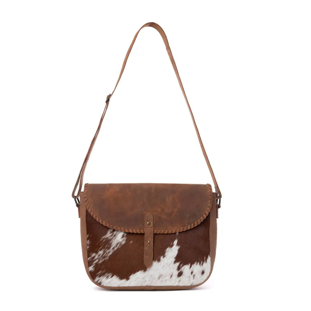 Myra Honey Field Hairon Leather Messenger Bag in Sable Mist - Sable Mist - Bags