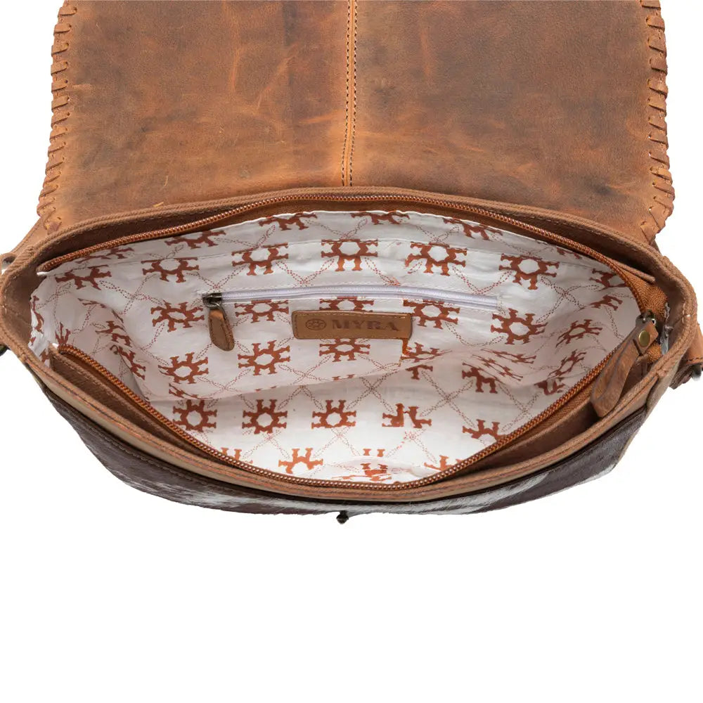 Myra Honey Field Hairon Leather Messenger Bag in Sable Mist - Sable Mist - Bags