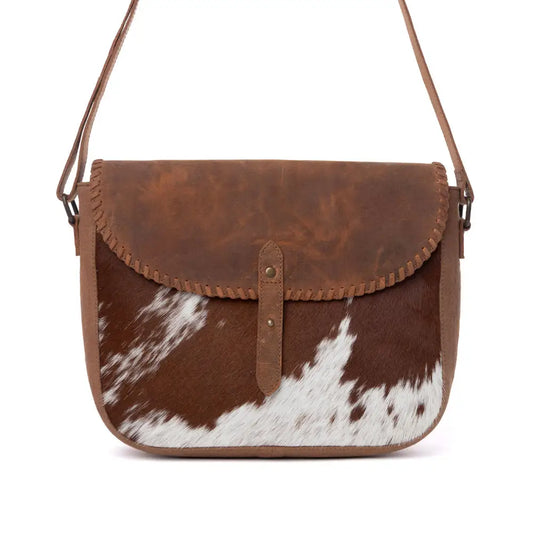 Myra Honey Field Hairon Leather Messenger Bag in Sable Mist - Sable Mist - Bags