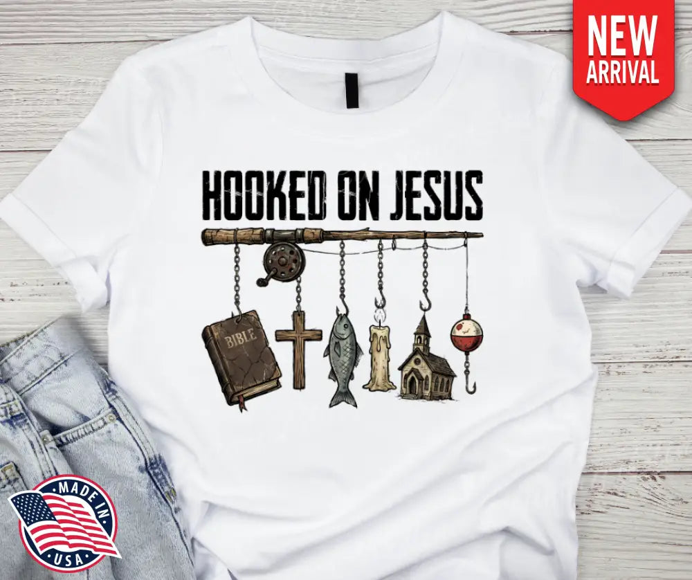 Hooked On Jesus - Multi - Small / Short - Shirt