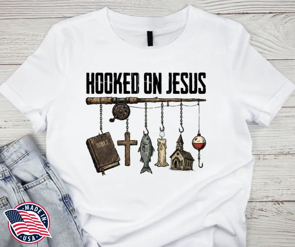 Hooked On Jesus - Multi - Small / Short - Shirt