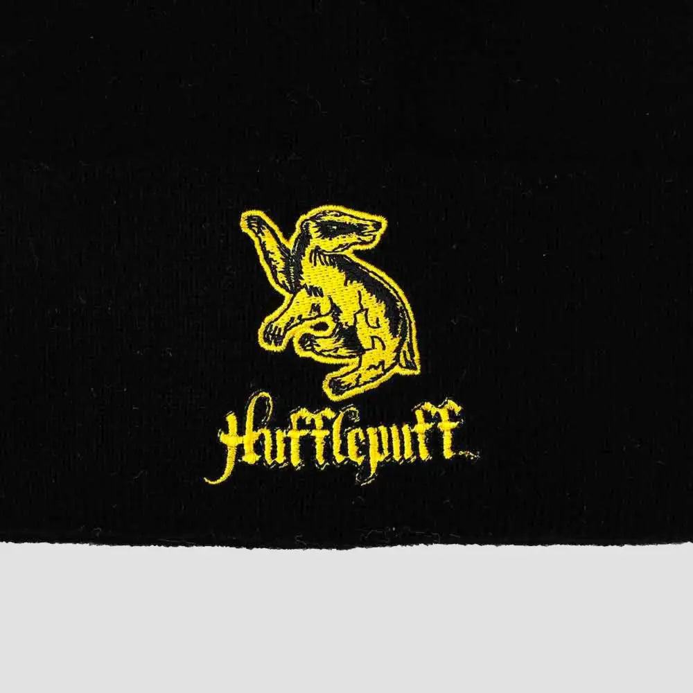 Harry Potter Hufflepuff Badger Black Knit Beanie Hat Hats