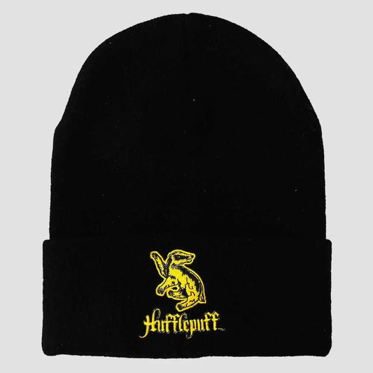 Harry Potter Hufflepuff Badger Black Knit Beanie Hat Hats
