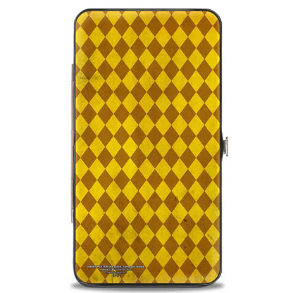Hinged Wallet - HUFFLEPUFF Crest Stripes Diamonds Gold Browns Hinged Wallets