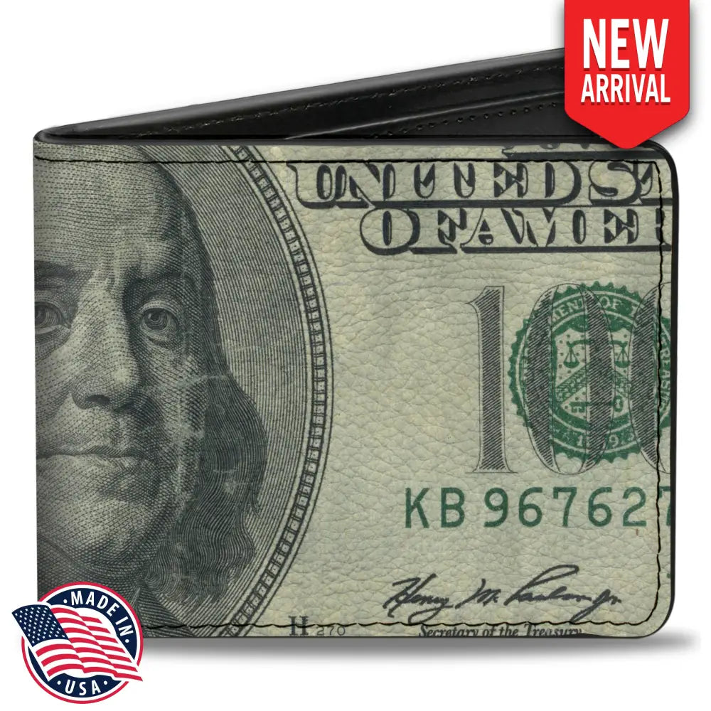Bi-Fold Wallet - 100 Dollar Bill CLOSE-UP Bi-Fold Wallets