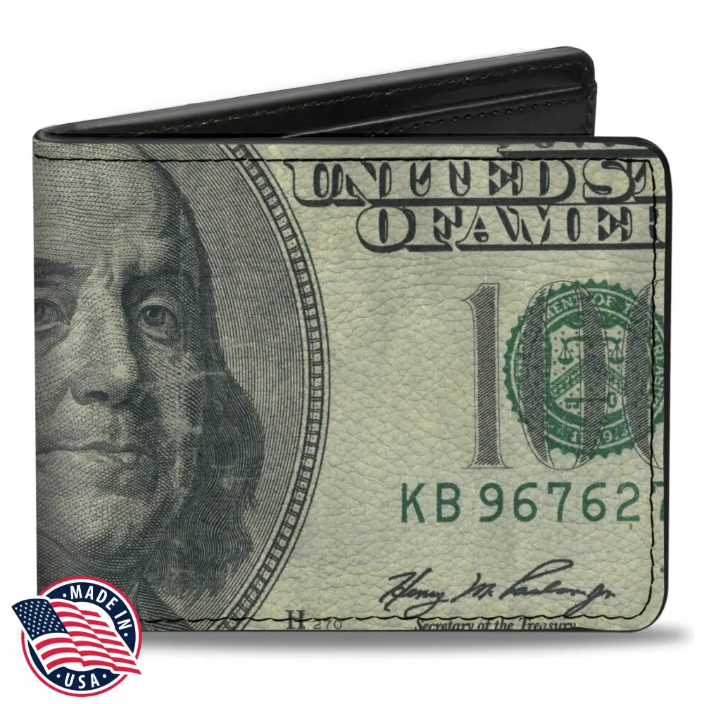 Bi-Fold Wallet - 100 Dollar Bill CLOSE-UP Bi-Fold Wallets