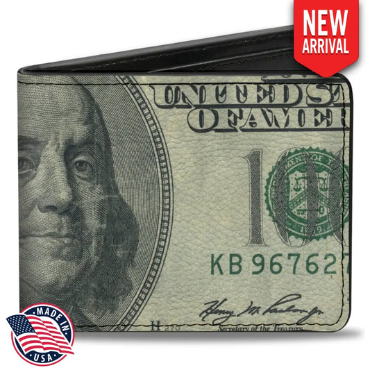Bi-Fold Wallet - 100 Dollar Bill CLOSE-UP Bi-Fold Wallets