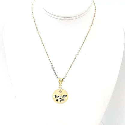 I Am A Child Of God Necklace Gold Plated Christian Jewelry Faith Necklace Inspirational Gift Religious Charm For Women